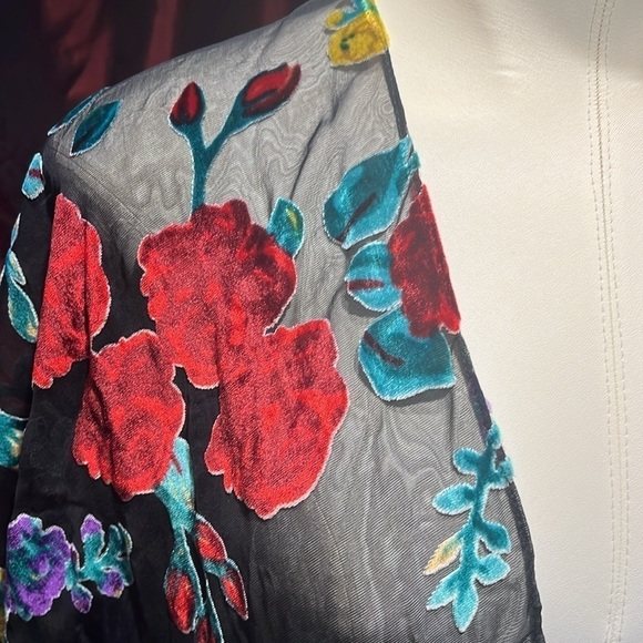 Nylon viscose rose, patterned kimono see-through - Picture 2 of 10